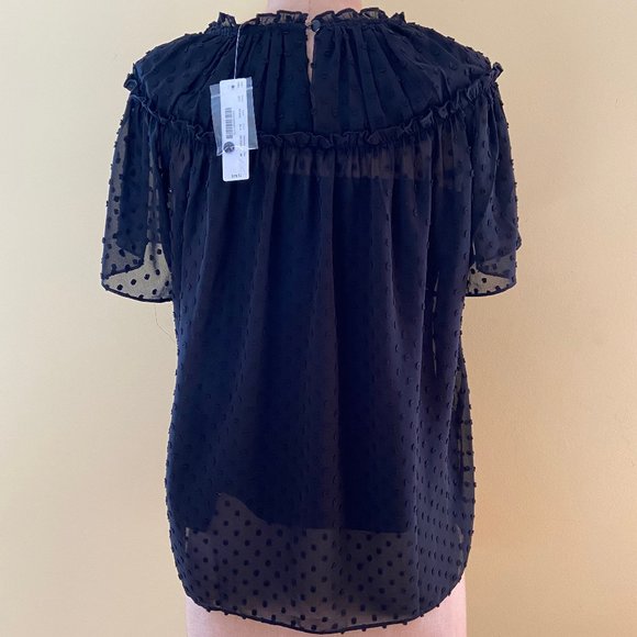 J. Crew Gathered Bib Top in Drapey Swiss Dot Top NWT Size: M - Picture 2 of 5